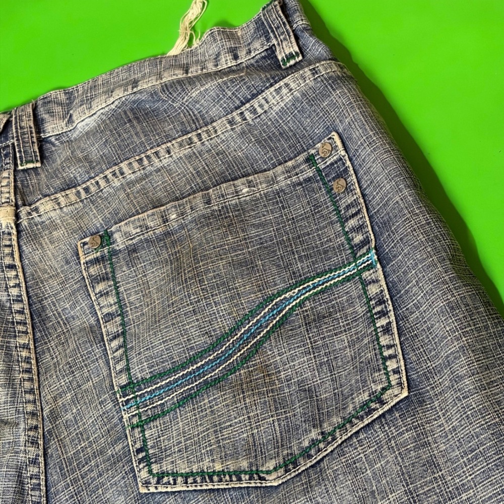 Vintage PJ Mark Denim Shorts Mens 36 Blue Crosshatch Y2K Baggy Streetwear Jorts